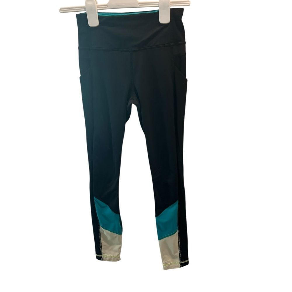 Lululemon Trail Blaze High-Rise Tight Leggings Black / Teal / Beige Colorblock 2